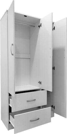 Athos Τρίφυλλη Ντουλάπα 90x42x180cm Λευκή Απόχρωση Athos Τρίφυλλη Ντουλάπα 90x42x180cm Λευκή Απόχρωση