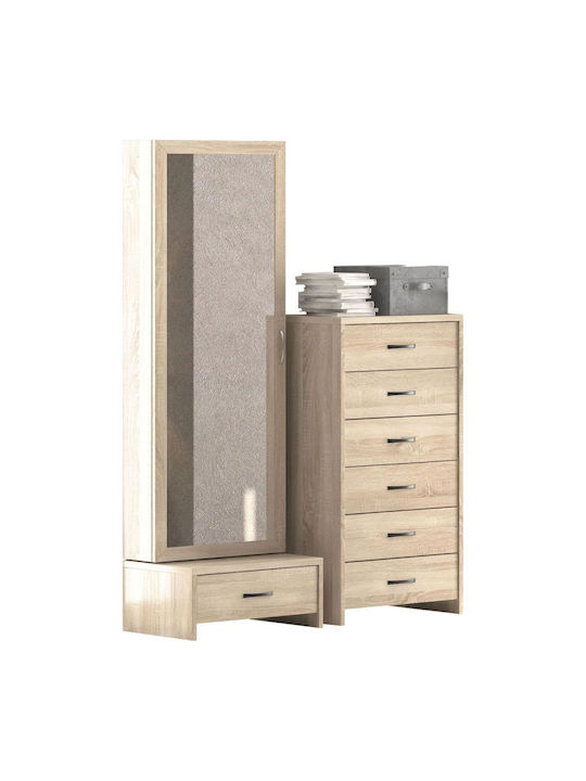 Floor-Standing Makeup Dressing Table No4 Wooden Brown with Mirror 110x43x178cm