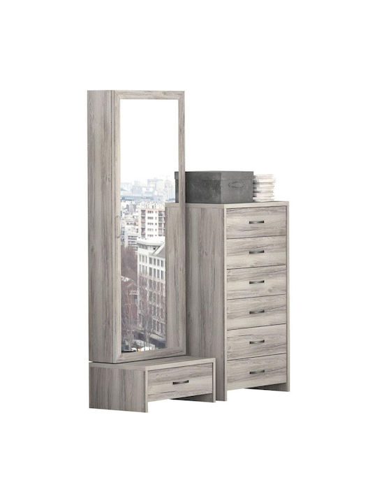 Floor-Standing Makeup Dressing Table No4 Wooden Brown with Mirror 110x43x178cm