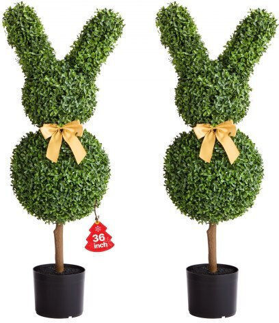 Künstlicher Baum für den Außenbereich Buxus (Gewöhnlicher Buchsbaum) Grün 91.4cm 2Stück Vevor