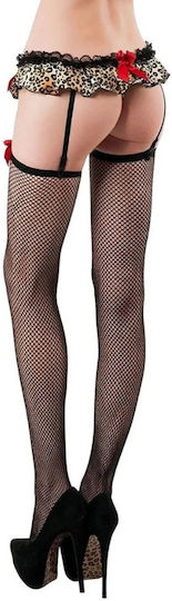 Roza 8823 Sexy Set Garters Leopard Fishnet Stockings & Bows