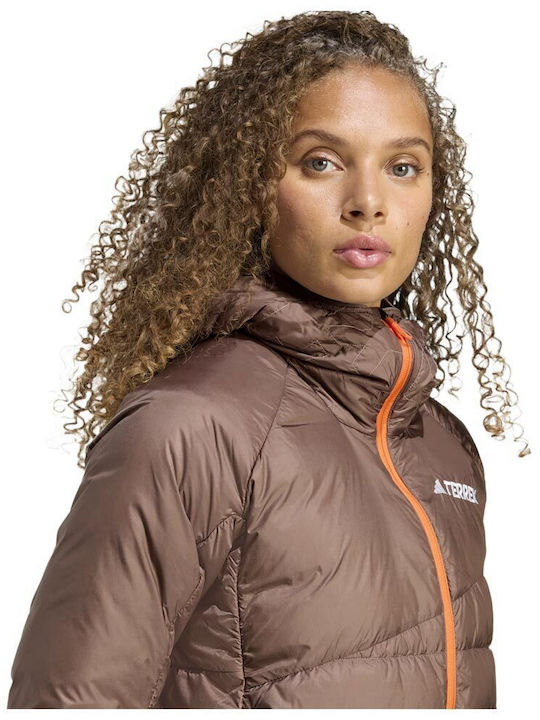 Terrex Xperior Women's for Hiking Lifestyle Jacket for Winter with Hood Brown