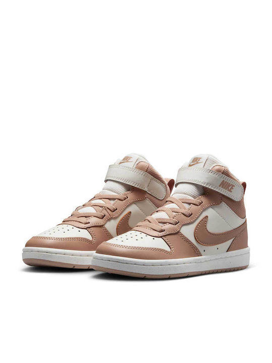 Court Borough Low Kids Sneakers with Hoop & Loop Closure Beige