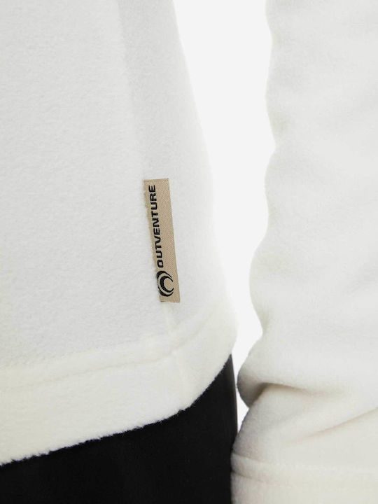 Fleece Γυναικεία Ζακέτα με Φερμουάρ White