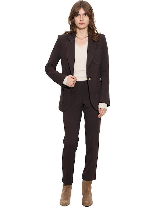 Passager Lung Blazer pentru femei Sacou Brown