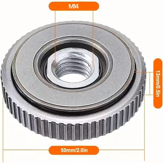 M14 Adapter Angle Grinder Zola Self-locking Universal Steel 5 X 1.3 Cm Silver