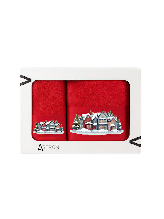 Astron Italy Weihnachtliche Häuser Set Weihnachts-Taschentücher Stoff 50x30cm 2 Stück