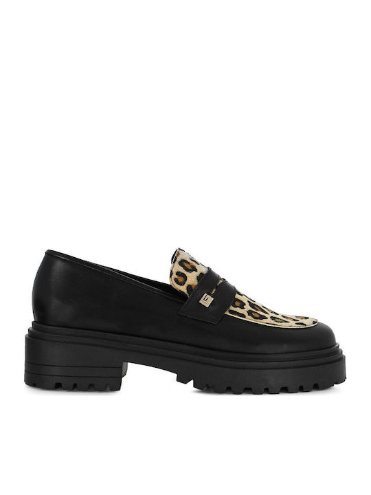 Leather Women's Moccasins in Black Color