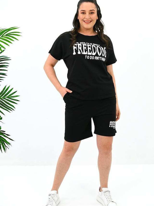 Set Pentru Femei Cu Pantaloni Scurți Sportivi Negri