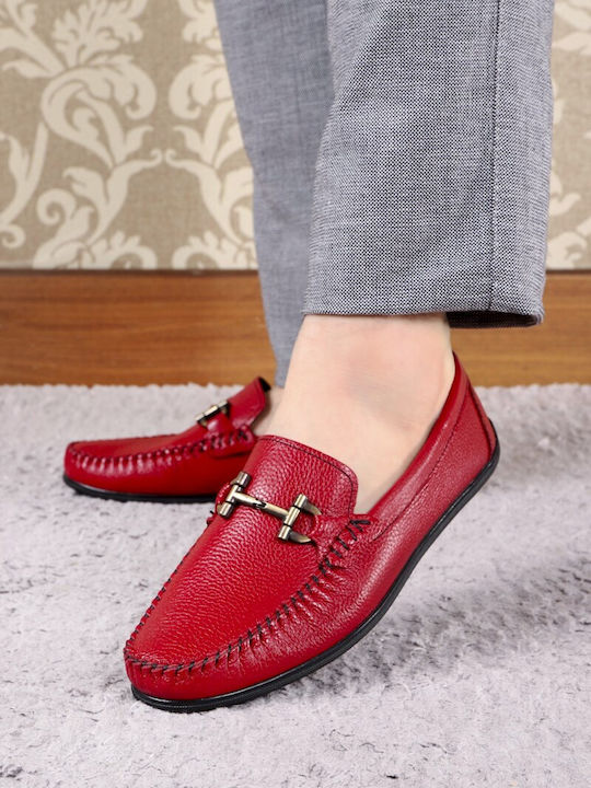 Men's Leather Moccasins Red