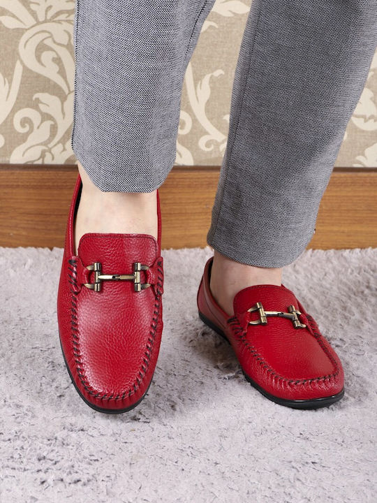Men's Leather Moccasins Red