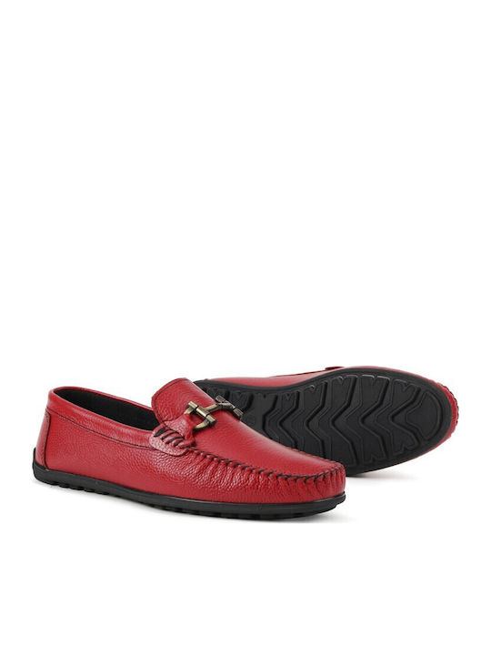 Men's Leather Moccasins Red
