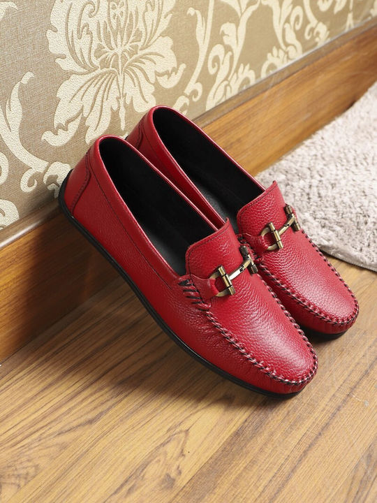 Men's Leather Moccasins Red