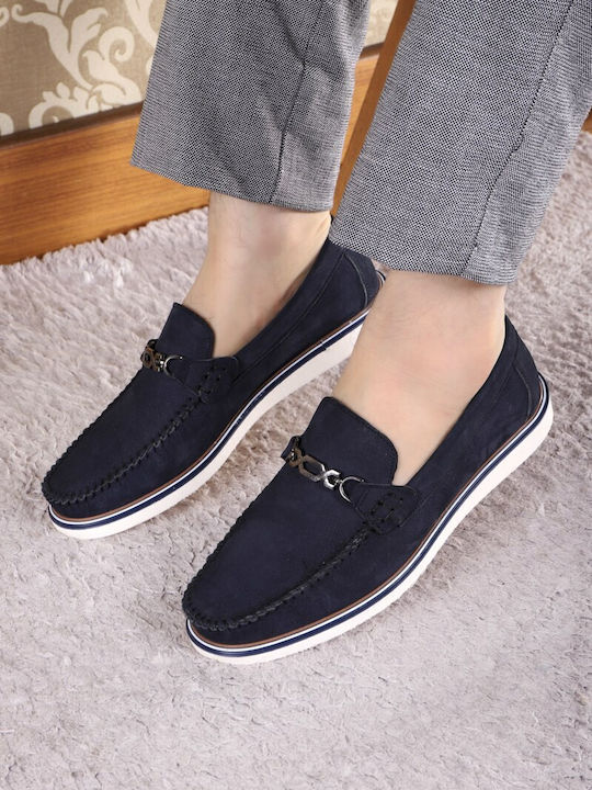 Leder Herren Mokassins in Blau Farbe