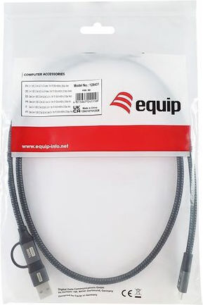 Equip USB 3.2 Cable USB-C male - USB-A / USB-C 100W PD Μαύρο 2m 128432