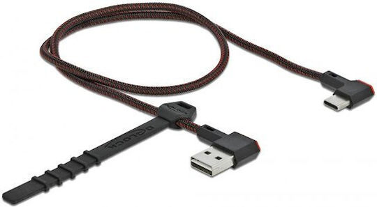 DeLock Angle (90°) / Braided USB 2.0 Cable USB-C male - USB-A Μαύρο 0.5m 85280