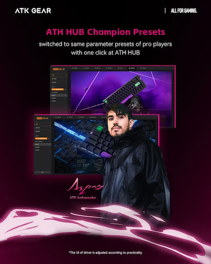 ATK RS6 - 8K Гейминг Механична Клавиатура 65% с Gateron Magnetic Jade Pro суичове и RGB подсветка (Английски US) Черен
