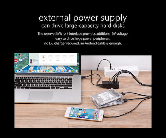 Orico USB Хъб с 4 Порта USB 3.0 с Връзка USB-A