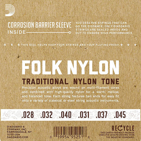 Daddario 6-String Set of Nylon Classical Guitar Strings 28 - 43
