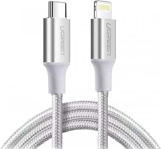 Ugreen Редовна USB-C към Lightning кабел 60W Бял 2м