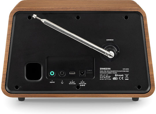 Sangean WR-201D Retro Tabletop Radio Electric DAB+ with Bluetooth and USB Vintage Walnut