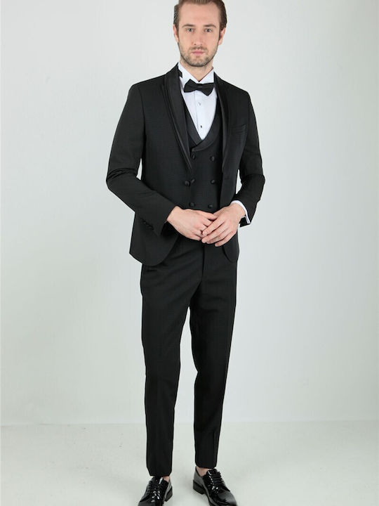 Herrenanzug mit Weste Black