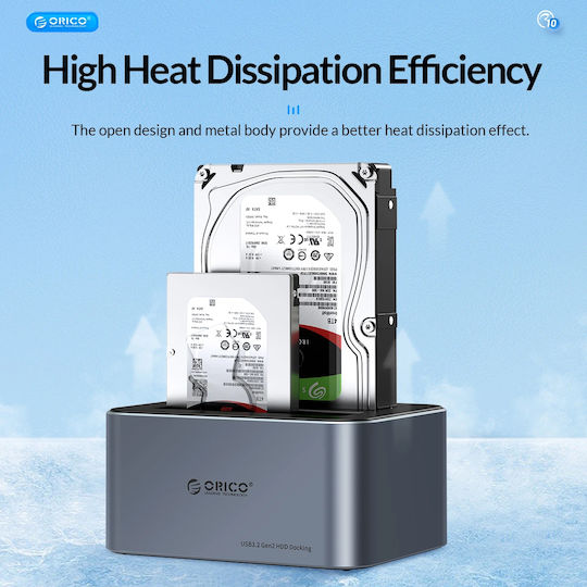 Orico Hard Drive Docking Station SATA 2.5" / 3.5" with Connection USB-C (ORICO-6626C3-C-V1-EU-GY-BP-HU)