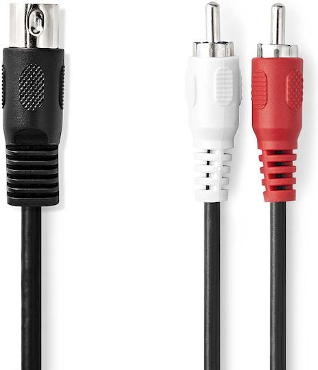 Nedis Reduction Audio Cable Din 5-pin Din Plug 2× Rca Plug Black Bulk 1m