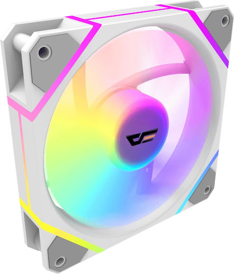 Darkflash DM12 Pro Reverse Blade Case Fan 120mm with ARGB Lighting and 4-Pin PWM Connection White
