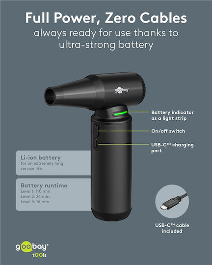 Goobay Handheld Blower 130000rpm with 6000mAh Battery