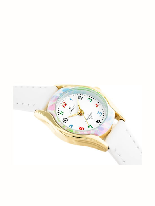 Perfect Kids Analog Watch with Leather Strap White