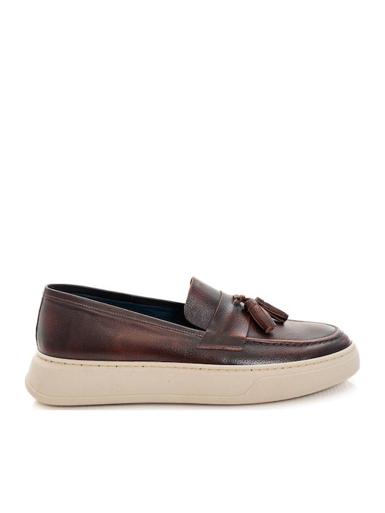 Δερμάτινα Ανδρικά Loafers σε Καφέ Χρώμα