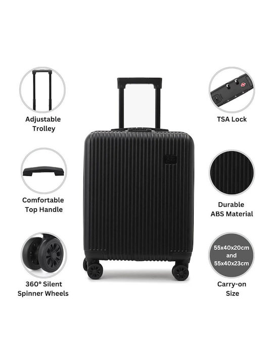CabinFly Βαλίτσα Ταξιδίου Καμπίνας Black, Blue με 4 Ρόδες Ύψους 55εκ.