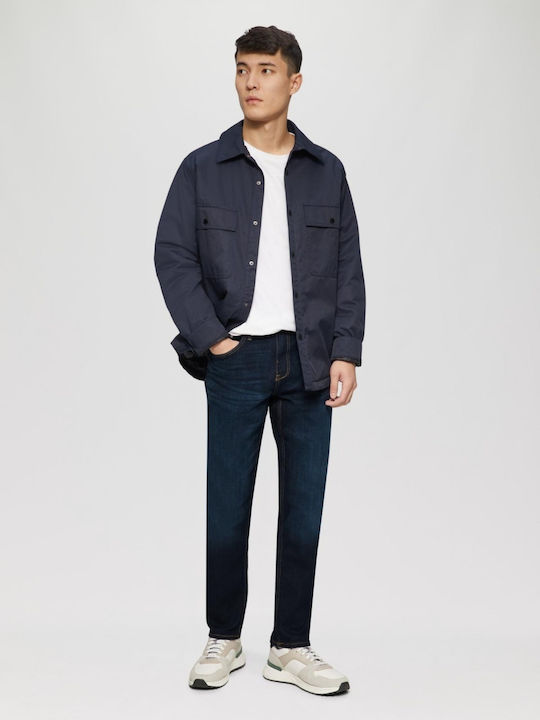Nelio Pantaloni De Blugi Pentru Bărbați Slim Fit Albastru Marin Închis