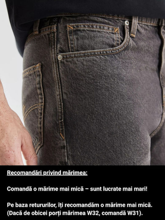 Pantaloni De Blugi Pentru Bărbați Lejeri Linie Straight Fit Gri Închis
