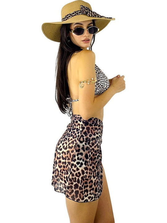 Γυναικεία Φούστα Παραλίας Beige Leopard