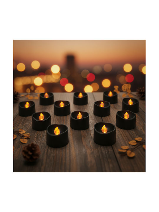 Lustră Decorativă Lumânare Negru 12buc