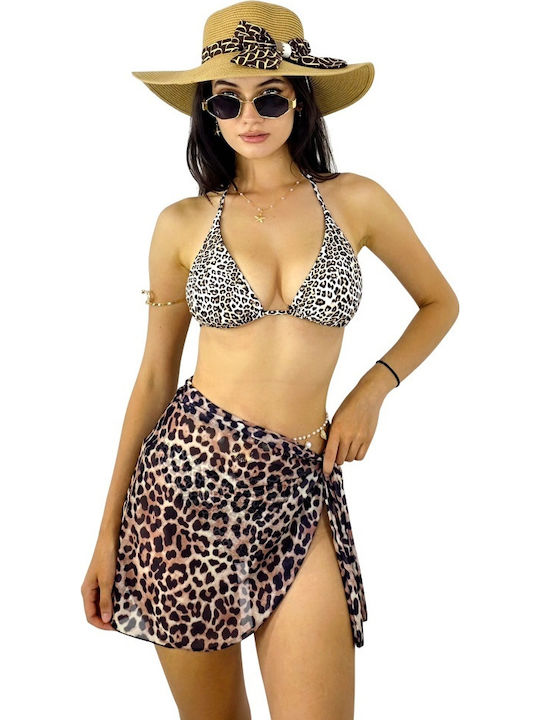 Γυναικεία Φούστα Παραλίας Beige Leopard