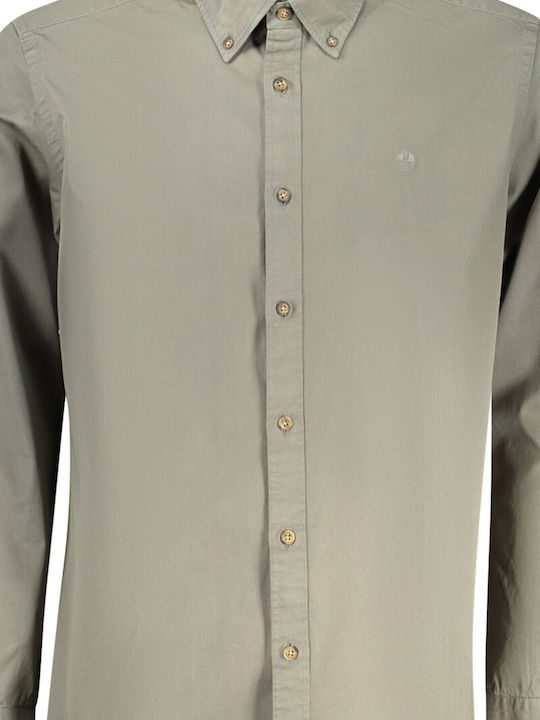Long-sleeved Cotton Shirt Green