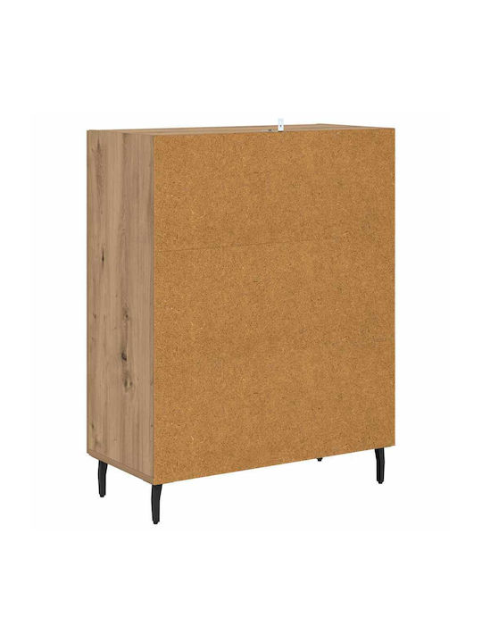 Floor-standing Living Room Display Cabinet made of Particleboard with Glass Brown 69.5x34x90cm