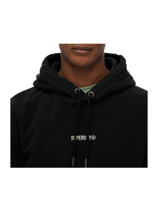 Micro Logo Φούτερ με Κουκούλα Μαύρο
