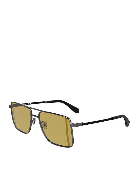Calvin Klein Bărbătești Ochelari de soare cu Gri Cadru și Galben Oglindă Lentilă CKJ25201S 017