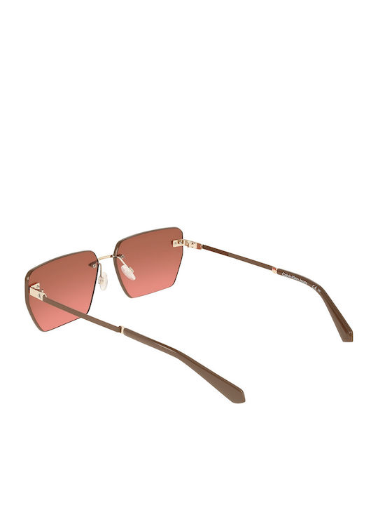 Calvin Klein Feminini Ochelari de soare cu Auriu Cadru și Maro Degrade Lentilă CKJ25207S 725