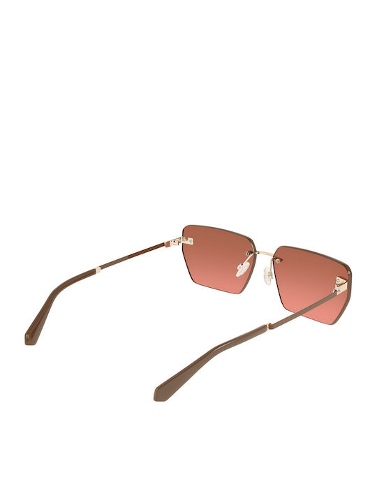 Calvin Klein Feminini Ochelari de soare cu Auriu Cadru și Maro Degrade Lentilă CKJ25207S 725