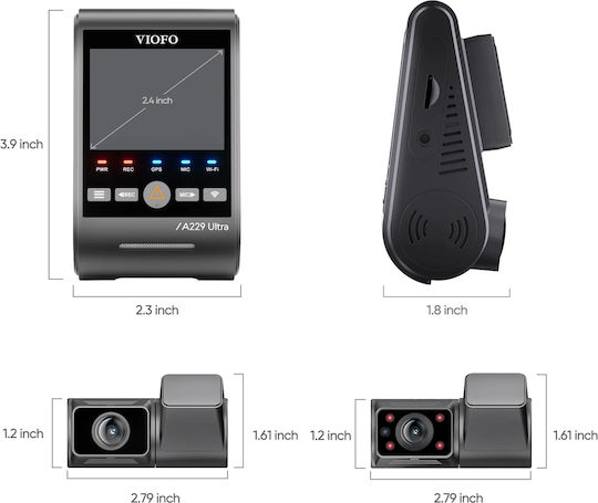 Viofo A229 Ultra 3 Set Camera DVR Auto 4K pentru Bord & Camera de Marsarier
