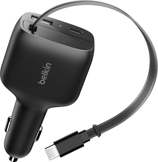 Belkin Car Charger 75W with Ports: 1xUSB 1xType-C with Cable Type-C