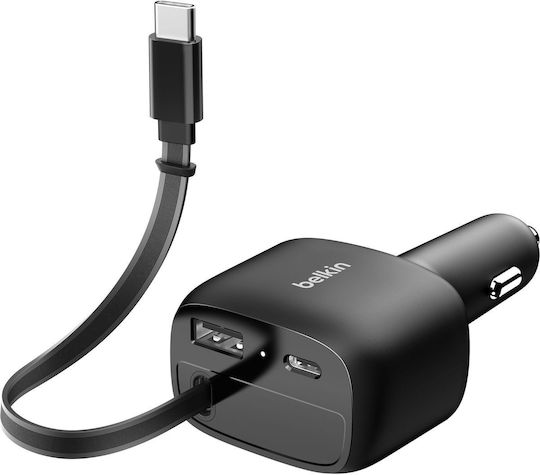 Belkin Car Charger 75W with Ports: 1xUSB 1xType-C with Cable Type-C