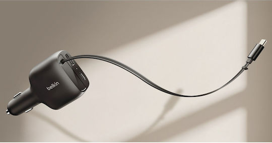 Belkin Car Charger 75W with Ports: 1xUSB 1xType-C with Cable Type-C