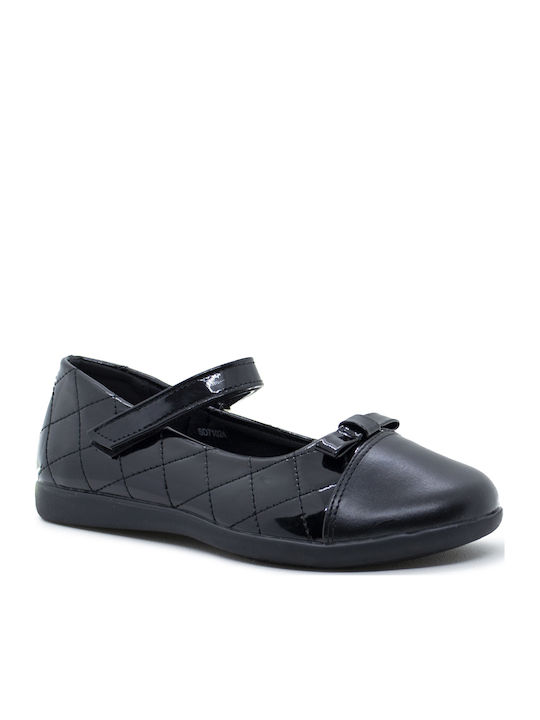 Kids Anatomic Ballerinas with Hoop & Loop Closure Black