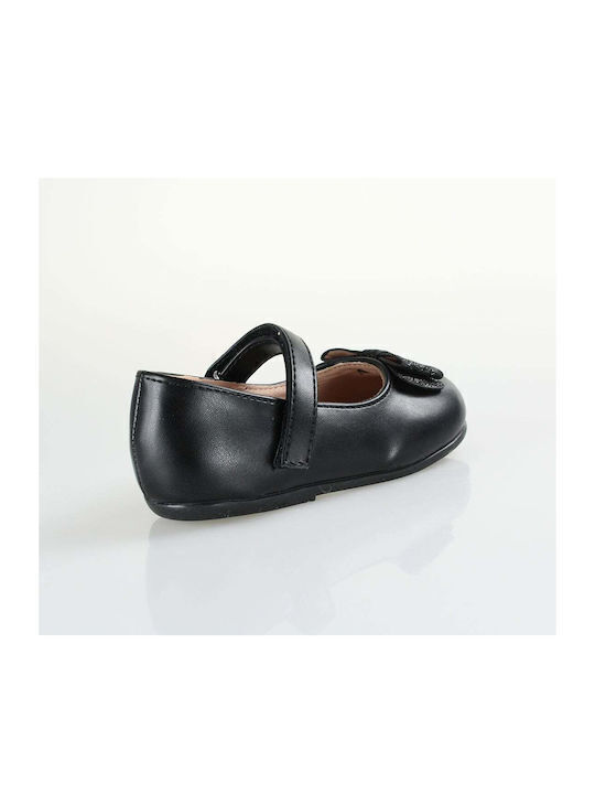 Kids Anatomic Ballerinas with Hoop & Loop Closure Black